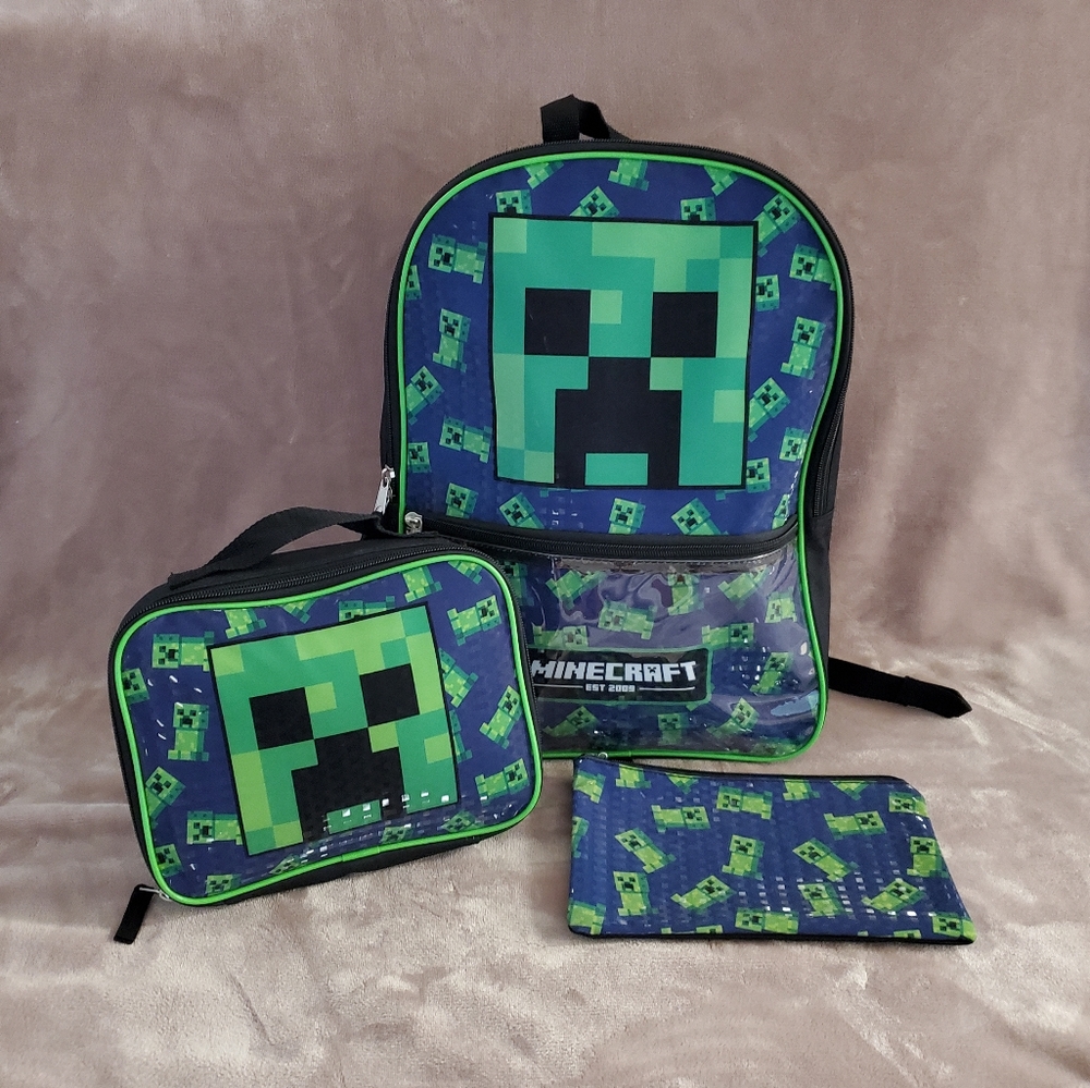 Minecraft Creeper Three Piece Backpack Set